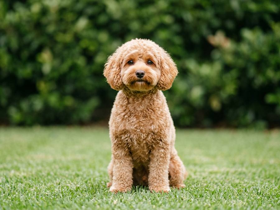 After grooming: Milo the cavoodle, coat clipped into a neat teddy bear cut